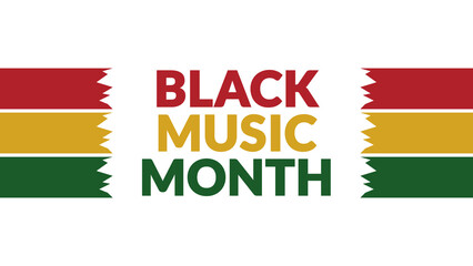 Black Music Month text on White background with side lines, Black Music Month banner, card, illustration, poster for enjoying and celebration.