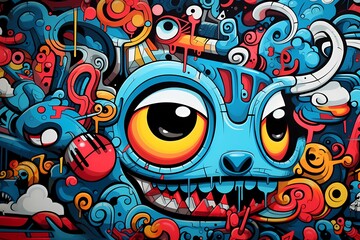 doodle background design, rabbit graffiti art 
 colorful