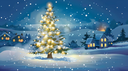 Obraz premium Snow landscape vector illustration. Best use for holiday or winter theme design