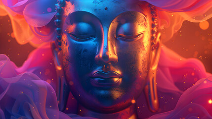 Happy Buddha Purnima poster with Lord Buddha statue for Vesak Day celebration