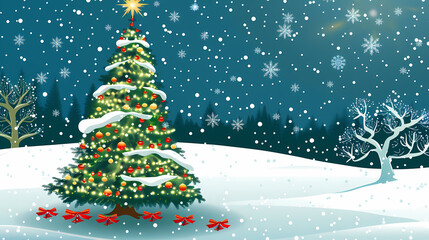 Snow landscape vector illustration. Best use for holiday or winter theme design