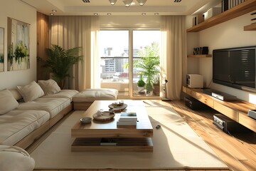 Fototapeta premium å®œå®¶é£Žæ&nbsp;¼çš„å®¢åŽ…