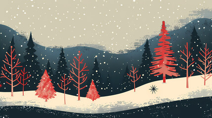 Snow landscape vector illustration. Best use for holiday or winter theme design