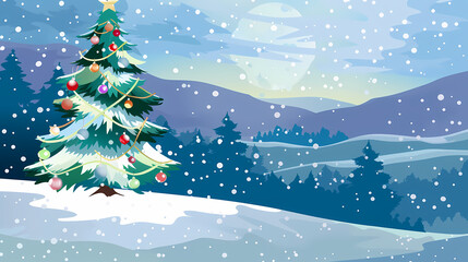 Naklejka premium Snow landscape vector illustration. Best use for holiday or winter theme design