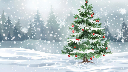 Obraz premium Snow landscape vector illustration. Best use for holiday or winter theme design