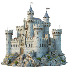 [Transparent Background PNG]Medieval castle on a rocky island