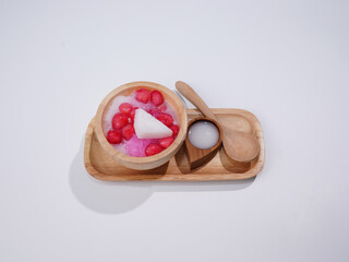 TabTim Krob (Water Chestnuts in Coconut Milk)  (Thai Dessert) white background