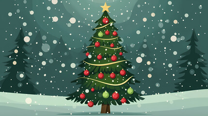 Snow landscape vector illustration. Best use for holiday or winter theme design