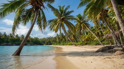 beach with palm trees