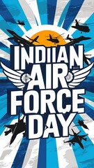 Obraz premium Indian Air Force Day (Illustration-typography)