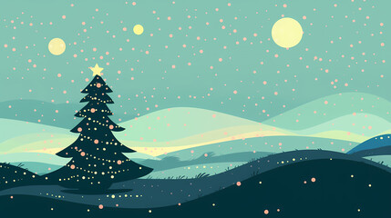 Snow landscape vector illustration. Best use for holiday or winter theme design