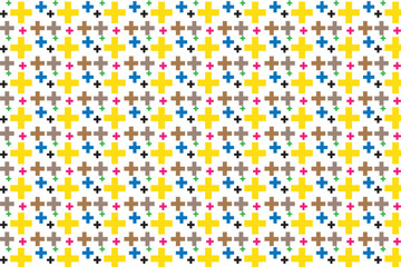  simple abstract yellow and different color plus symbols of different sizes and opacity seamless pattern with the cross and cross