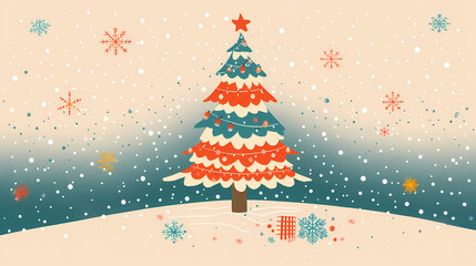 Snow landscape vector illustration. Best use for holiday or winter theme design