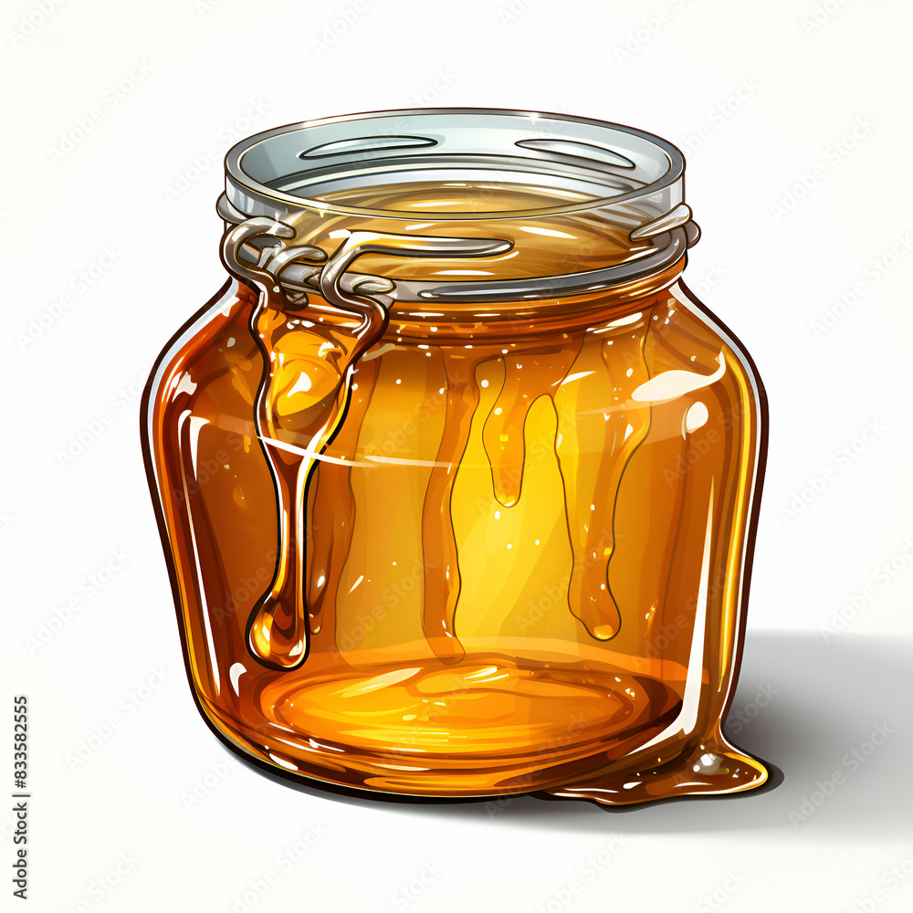 Canvas Prints honey in a glass jar on a white background. 3d rendering