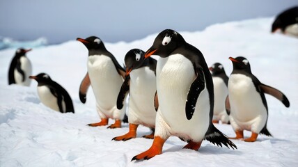 Fototapeta premium two penguins on the rocks