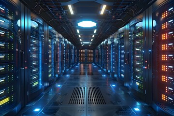 futuristic technology data center server room