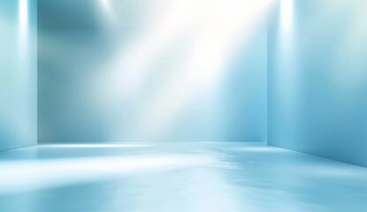 Abstract blurred blue background with spotlight for product presentation
