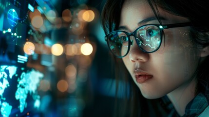 a woman in futuristic glasses