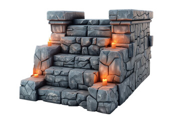[Transparent Background PNG]Ancient Stone Steps with Candles
