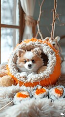 Cute Puppy in Sushi-Shaped House