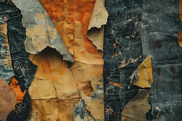 Grunge texture with a collage of torn fabric pieces.
