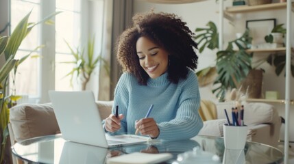 The Woman Working at Home
