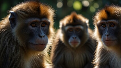 Obraz premium closeup group of wild monkey in nature