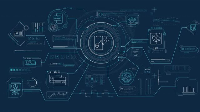Infographics about smartphone as a financial tool in animated diagram.