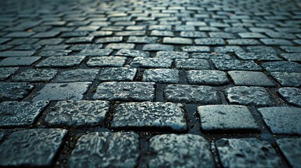 A road surface covered with tilesï¼Œgrey colorï¼ŒNeat arrangementï¼Œwide angle 