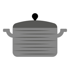 Illustration depicting a gray pan with a lid on a white background