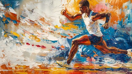 Create an athlete painting that portrays the athlete's journey to success