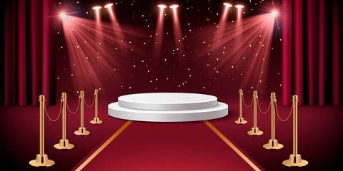 Red carpet realistic 3d background