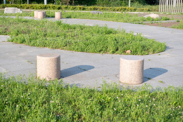 Round stone chair made in the park
