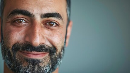 Close-up portrait of a smiling man with a beard.