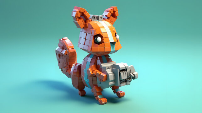 Squirrel toy robot 3d