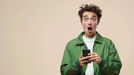 The surprised man with phone