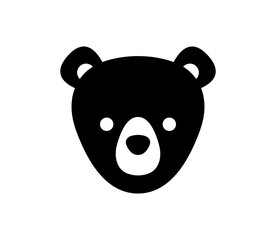 Bear icon. Simple black teddy bear head illustration.