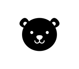 Bear icon. Simple black teddy bear head illustration.