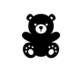 Teddy bear icon. Simple vector plushie bear toy illustration.