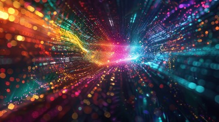 Naklejka premium Futuristic shimmering particles 3d abstract background Colorful Burst of Light