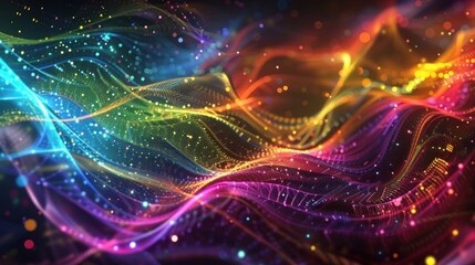 Futuristic shimmering particles 3d abstract background Colorful Burst of Light