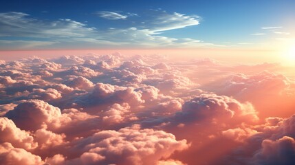 Fototapeta premium view from above of sky and clouds with sunlight