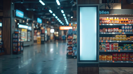blank white board in supermarket
