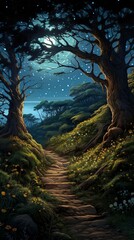 landscape with trees, generative ai