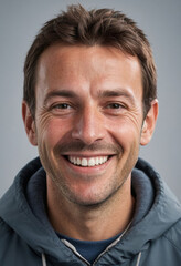 Obraz premium portrait view of a regular happy smiling Antarctic man , ultra realistic, candid, social media, avatar image, plain solid background