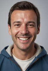 Fototapeta premium portrait view of a regular happy smiling Antarctic man , ultra realistic, candid, social media, avatar image, plain solid background