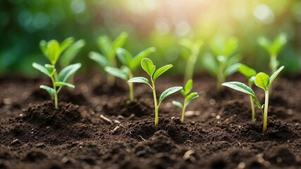 sprouts in the soil look like a little tree.