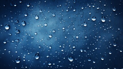 Raindrops creating ripples on a darkly blue background