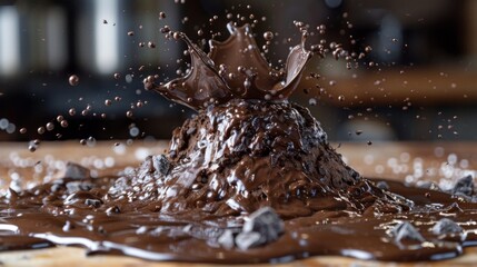Indulgent Chocolate Volcano Eruption with Irresistible Overflowing Lava - Decadent Dessert Delight