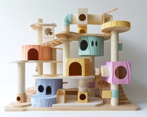 Pastel Fur Cat Condo with Multiple Levels